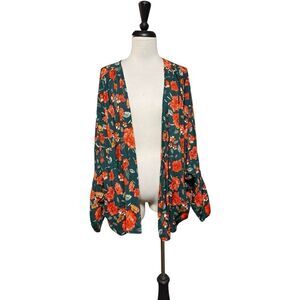 Hayden NWT Long Sleeve Floral Open Front Blouse Cardigan Small